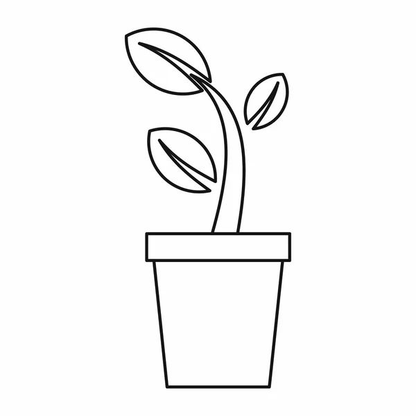 Jovem planta em um ícone de pote, estilo esboço — Vetor de Stock