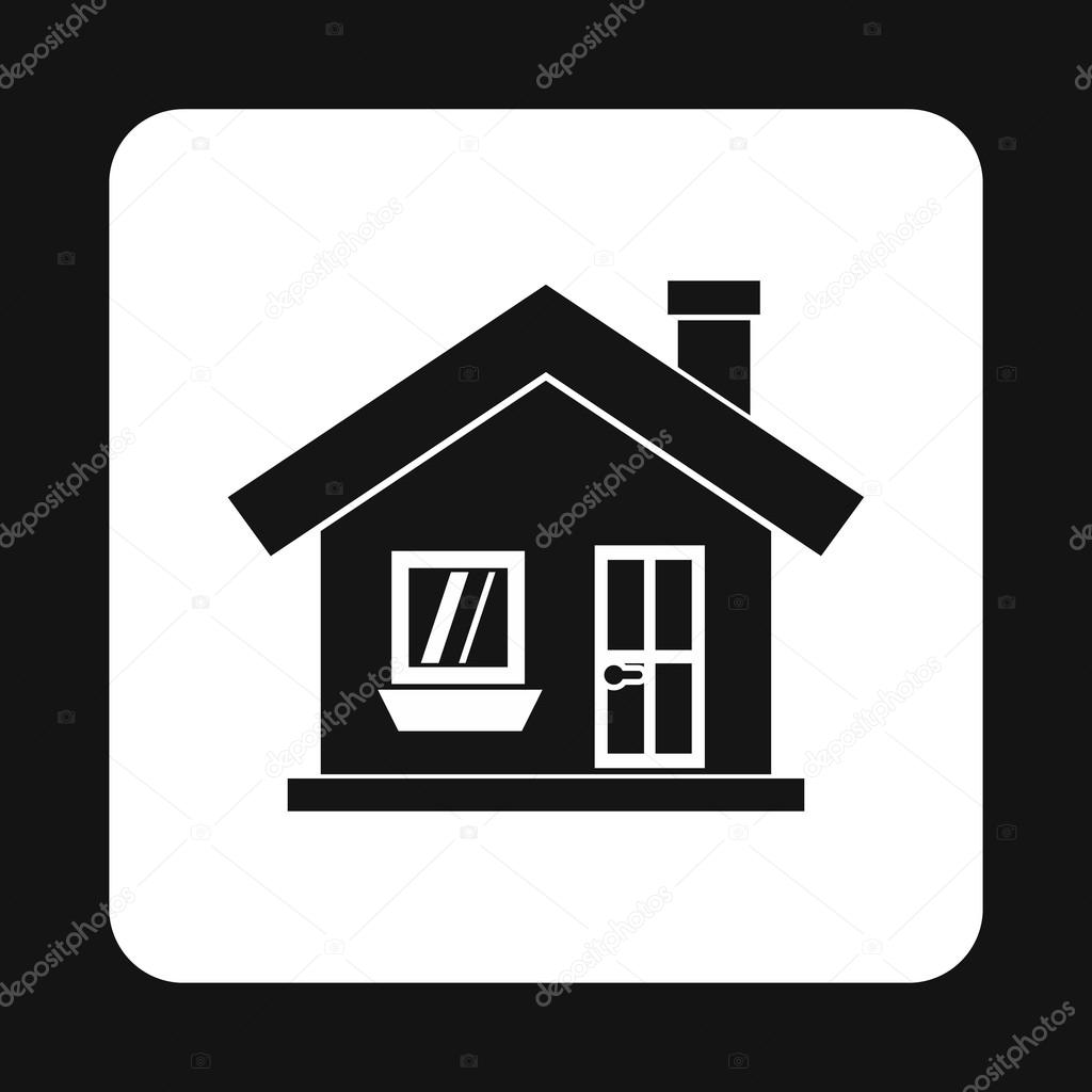 Casa de una planta con un icono de chimenea, estilo simple — Vector de