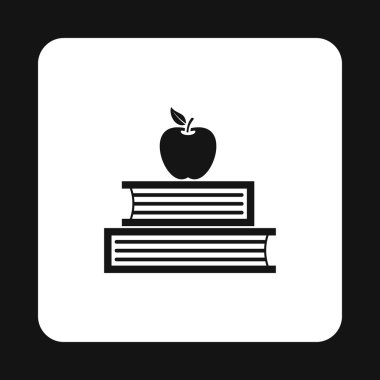 İki kitabı ve elma simgesi, basit tarzı