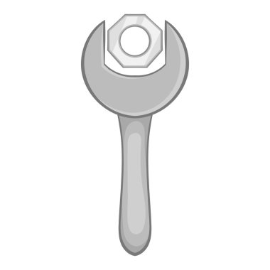 Wrench icon, black monochrome style