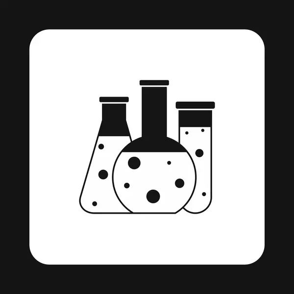 Icono de frascos de laboratorio químico, estilo simple — Vector de stock