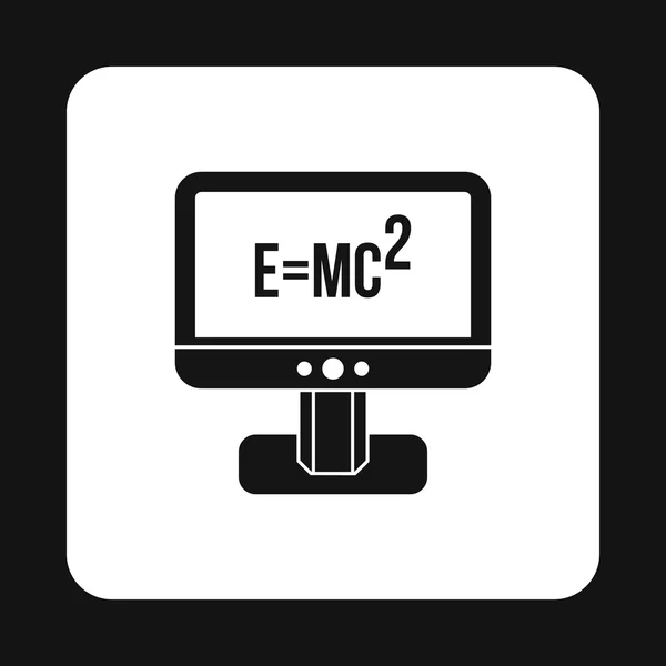 Monitor with the Theory of Relativity formula icon — Stock Vector