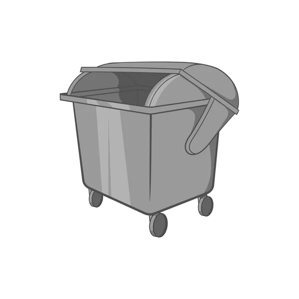 Müllcontainer-Symbol, schwarzer monochromer Stil — Stockvektor