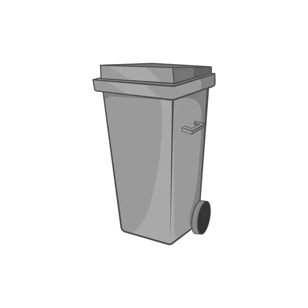 Trash can on wheels icon, black monochrome style — Stock Vector