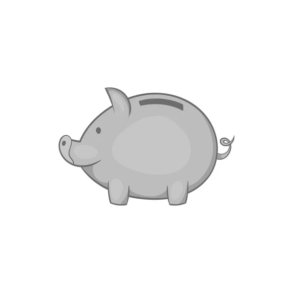 Piggy icon, black monochrome style — Stock Vector