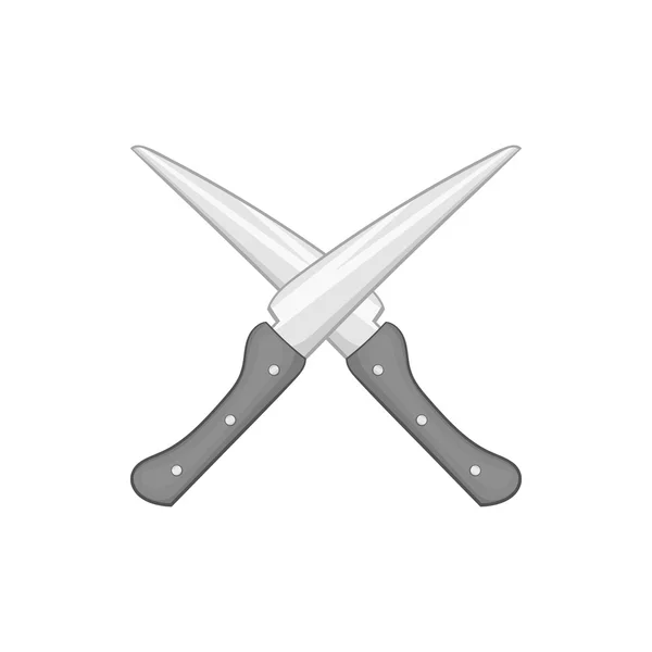 İki bıçak simgesi, siyah tek renkli stil — Stok Vektör