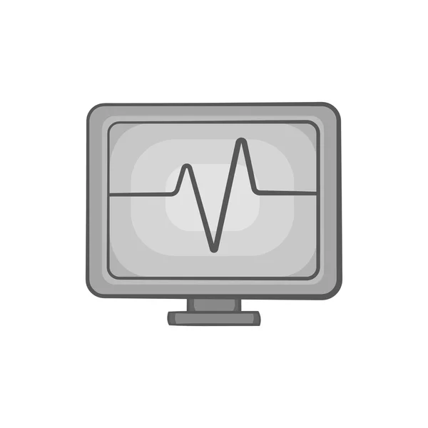 Monitor heartbeat icon, black monochrome style — Stock Vector