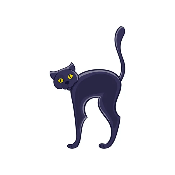 Halloween icono gato negro, estilo de dibujos animados — Vector de stock