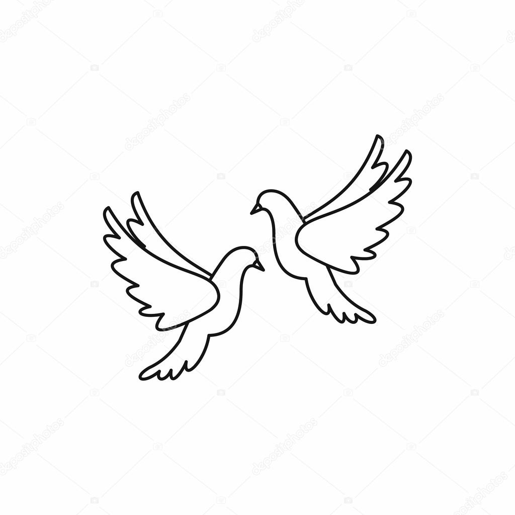 Download Wedding doves icon, outline style — Stock Vector ...