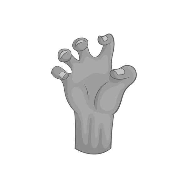 Icono de mano zombi, negro estilo monocromo — Vector de stock