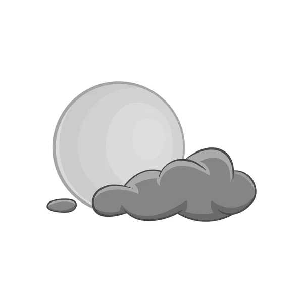 Nubes e icono de la luna, negro estilo monocromo — Vector de stock