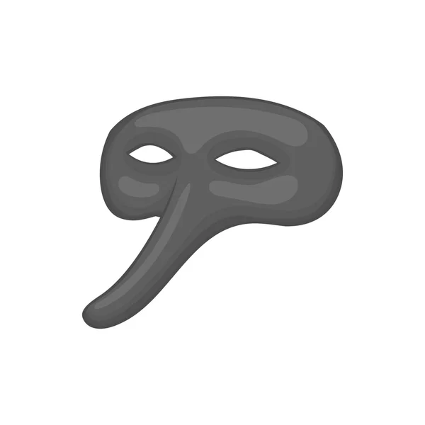 長い鼻のアイコンを持つマスク、黒のモノクロスタイル — ストックベクタ