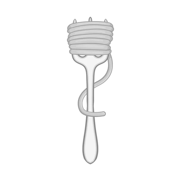 Fork com ícone de espaguete, estilo monocromático preto —  Vetores de Stock