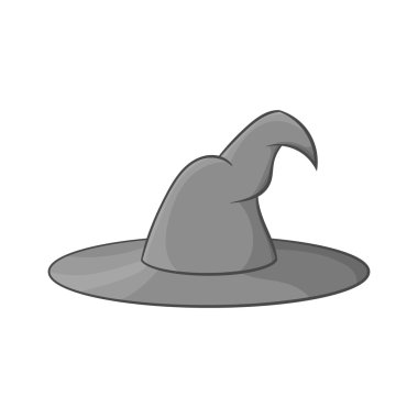 Witch hat icon, black monochrome style