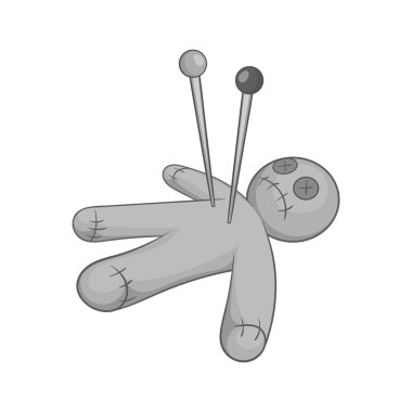 Voodoo bebek simgesi, siyah monokrom tarzı