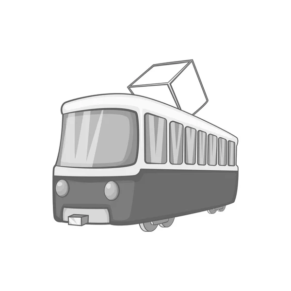 Tram pictogram, zwart-monochrome stijl — Stockvector