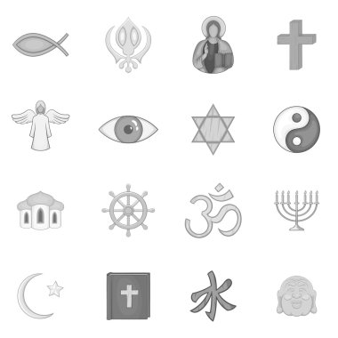 Religion symbols icons set clipart