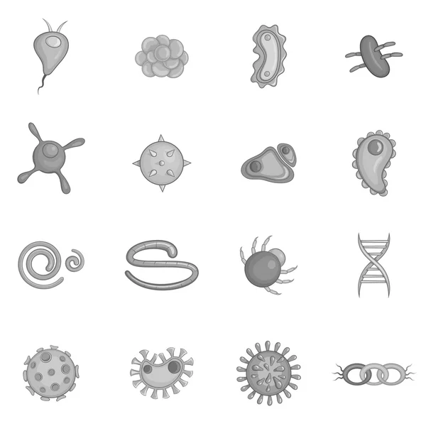 Virus icons set in monochrome style — Stock Vector