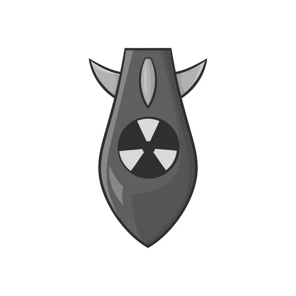 Nukleáris robbanófej ikon, fekete fekete-fehér stílus — Stock Vector
