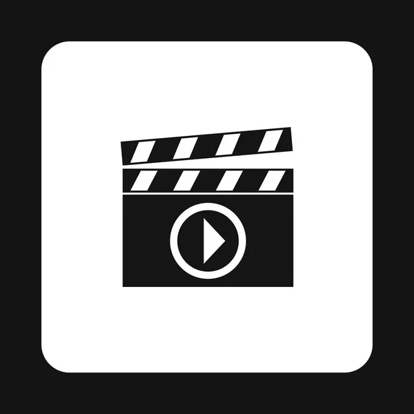 Clapperboard com ícone de botão de reprodução, estilo simples —  Vetores de Stock