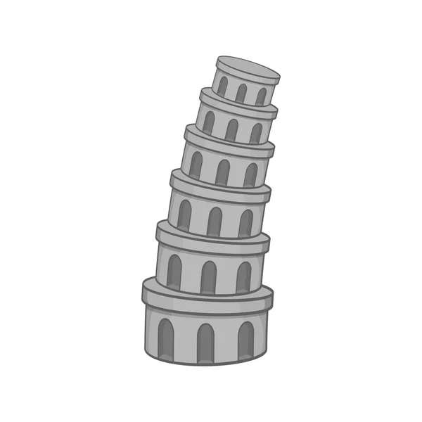 Lutande tornet i Pisa ikon, svart monokrom stil — Stock vektor