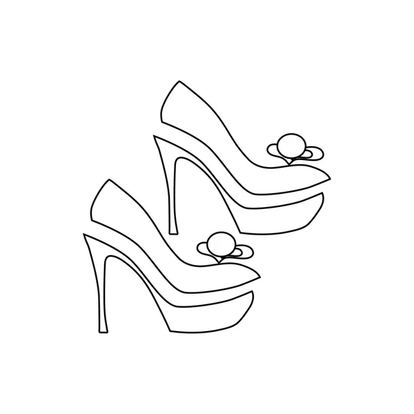 Elegante vrouwen hoge hak schoen pictogram, Kaderstijl — Stockvector