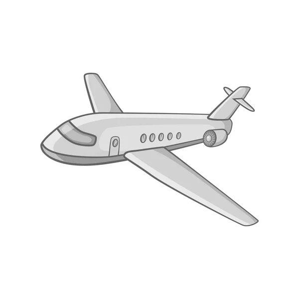 Passagierflugzeug-Ikone, schwarzer monochromer Stil — Stockvektor