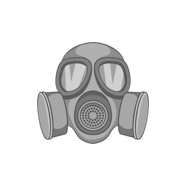 Gaz maskesi simgesi, siyah tek renkli stil