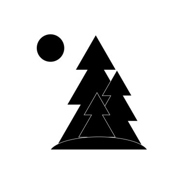 Ağaç ve güneş simgesi, basit tarzı