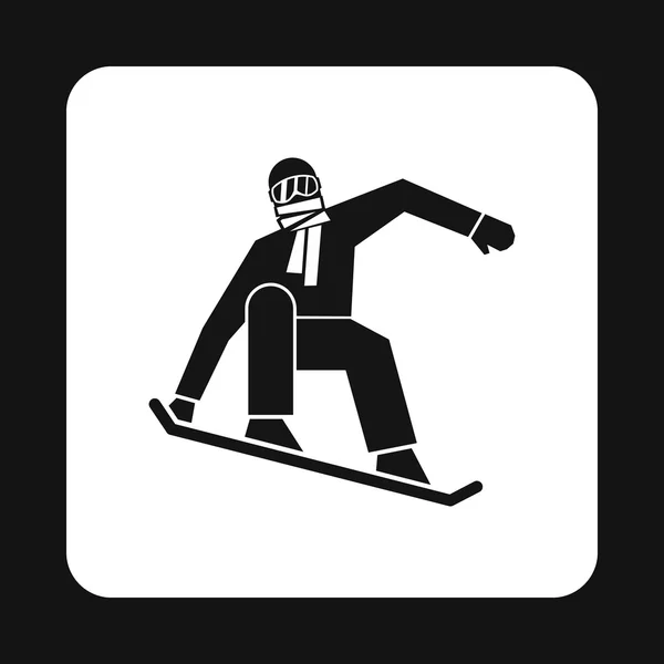 Snowboarder ikon, egyszerű stílus — Stock Vector