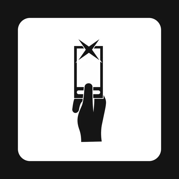 Mão tirando foto selfie no ícone do smartphone — Vetor de Stock