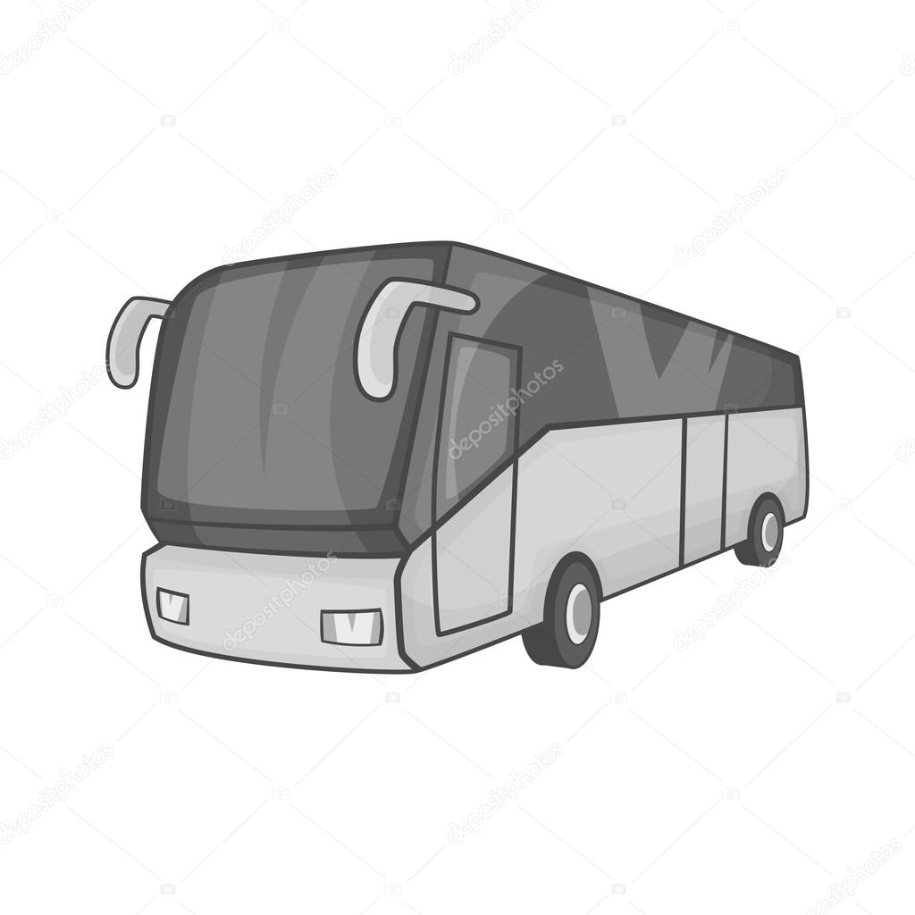 Tourist bus icon, black monochrome style