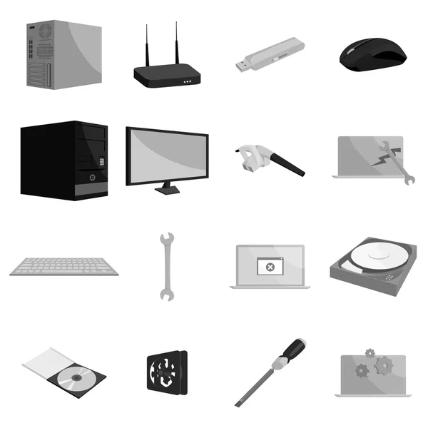 Computer hardware and technology icons set — Stock Vector