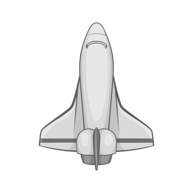 Uzay mekiği simge, siyah tek renkli stil