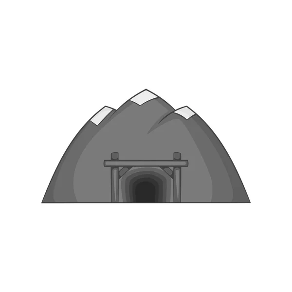 Gruvan ikon, svart monokrom bergsstil — Stock vektor