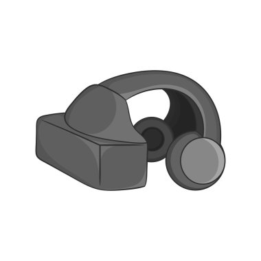 Headphones icon, black monochrome style