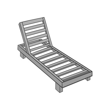 Wooden chaise lounge icon, black monochrome style