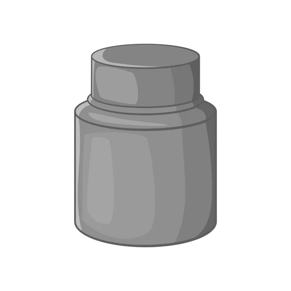 Cream plastic jar icon, black monochrome style — Stock Vector