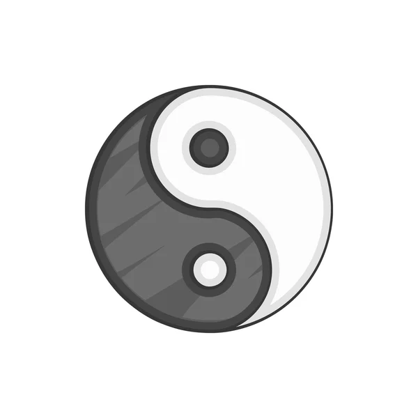 Icoana Yin Yang, stil monocrom negru — Vector de stoc