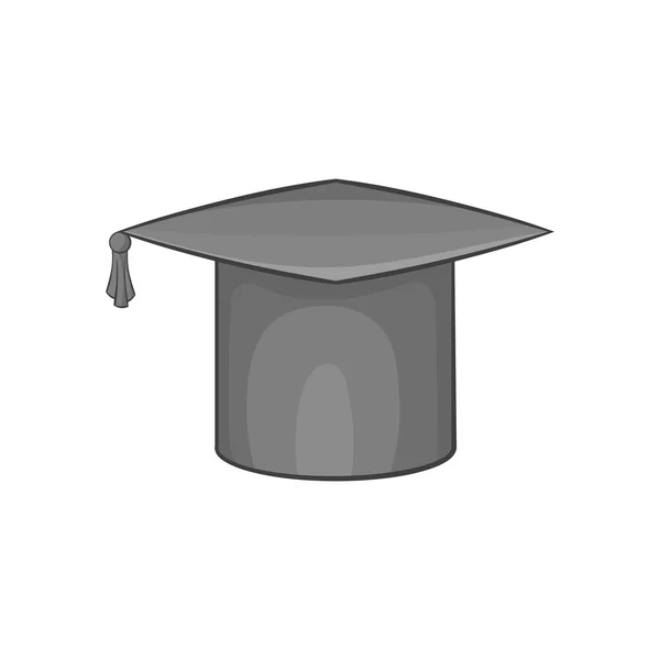 Hoed student pictogram, zwart monochroom stijl — Stockvector