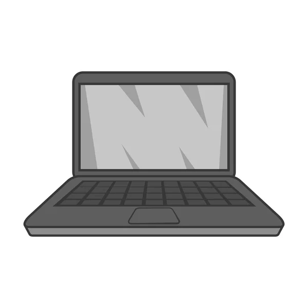 Laptop-Ikone, schwarzer monochromer Stil — Stockvektor