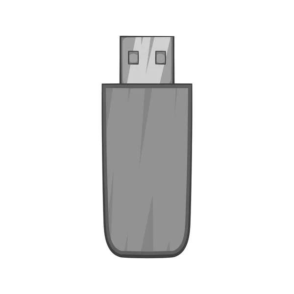 Usb flash drive ícone, estilo monocromático preto — Vetor de Stock