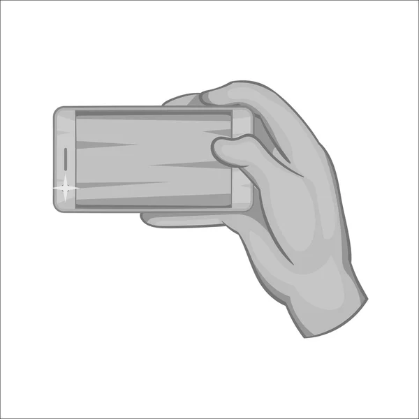 Mano funciona con un icono de teléfono inteligente — Vector de stock