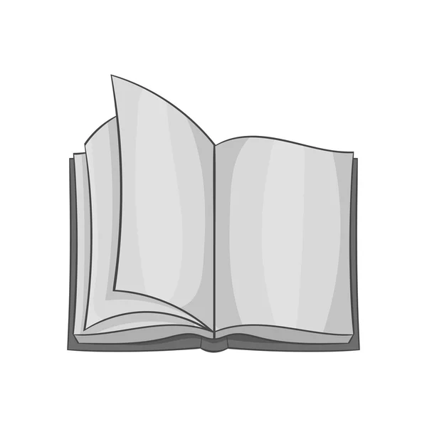 Open boek icoon, zwart monochroom stijl — Stockvector