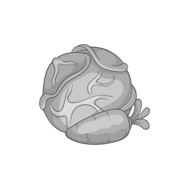 Lahana ve havuç simgesi, siyah monokrom tarzı