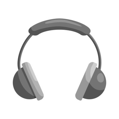 Headphones icon, black monochrome style