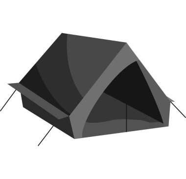 Turist çadır simge, siyah tek renkli stil