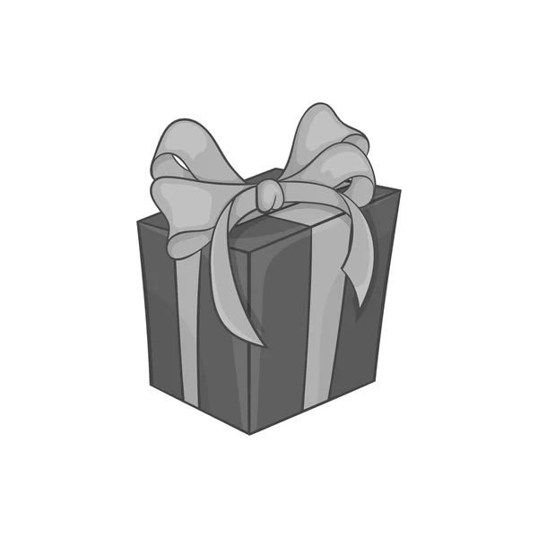 Geschenkbox-Symbol, schwarzer monochromer Stil — Stockvektor