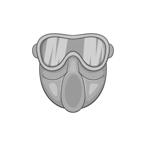 Paintball mask ikon, fekete fekete-fehér stílus — Stock Vector