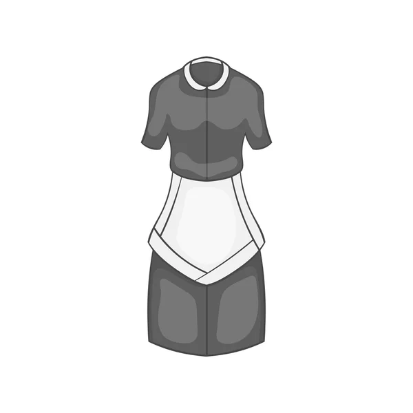 Ikone des Dienstmädchenkostüms, schwarzer monochromer Stil — Stockvektor